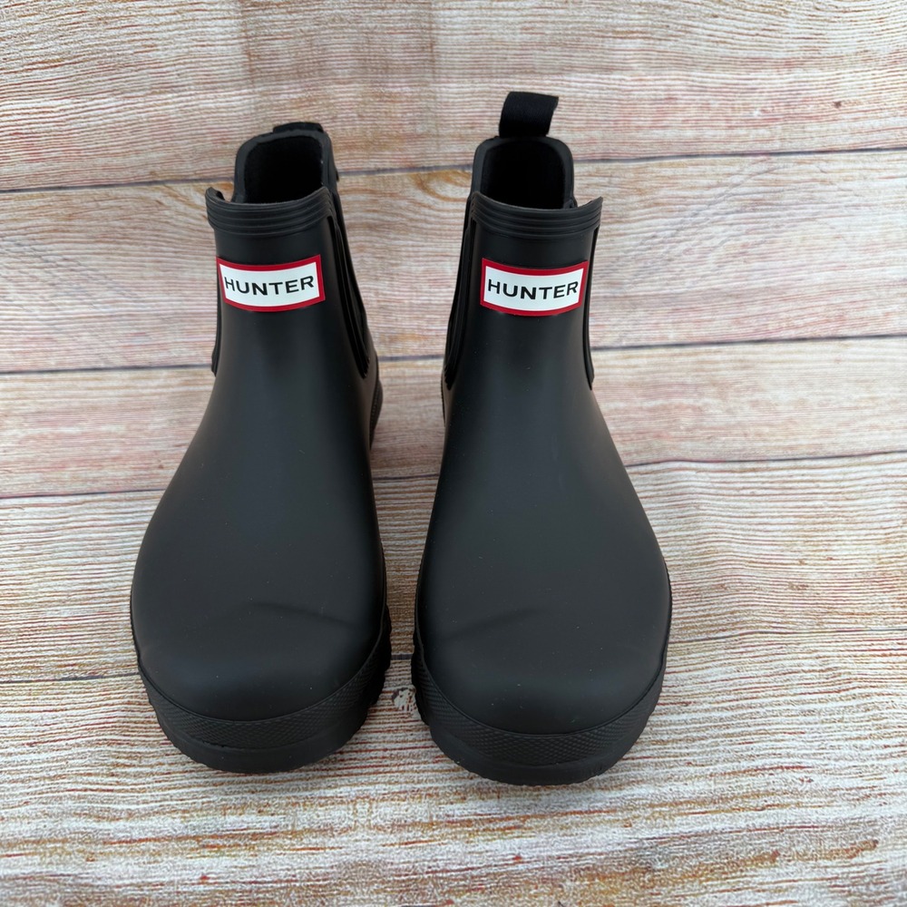 Hunter Original Chelsea Rain Boot Black Matte Waterproof Rubber Ankle Boots US 6